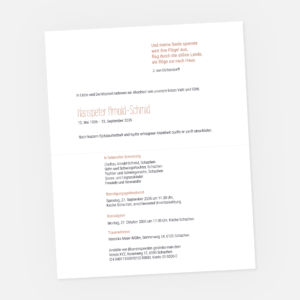 Leidzirkular mit edler Schriftzug. Einladung zur Trauerfeier in der Farbe orange online gestalten.