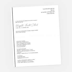 Leidzirkular mit schwarzer Linie. Einladung zur Trauerfeier in der Farbe schwarz online bestellen.