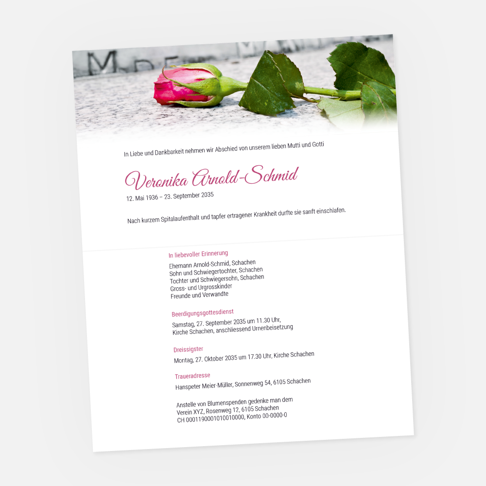 leidzirkular-einladung-trauerfeier-rose-st-88186-010-vorschau2 Leidzirkular mit pinker Rose. Einladung zur Trauerfeier in der Farbe pink online gestalten.