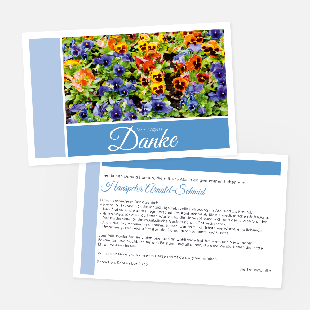 trauerkarten-danksagungskarten-stiefmuetterchen-farbig-st-88209-020-vorschau1 Danksagungskarten mit farbigen Stiefmütterchen. Einladung zur Trauerfeier in der Farbe blau online gestalten.