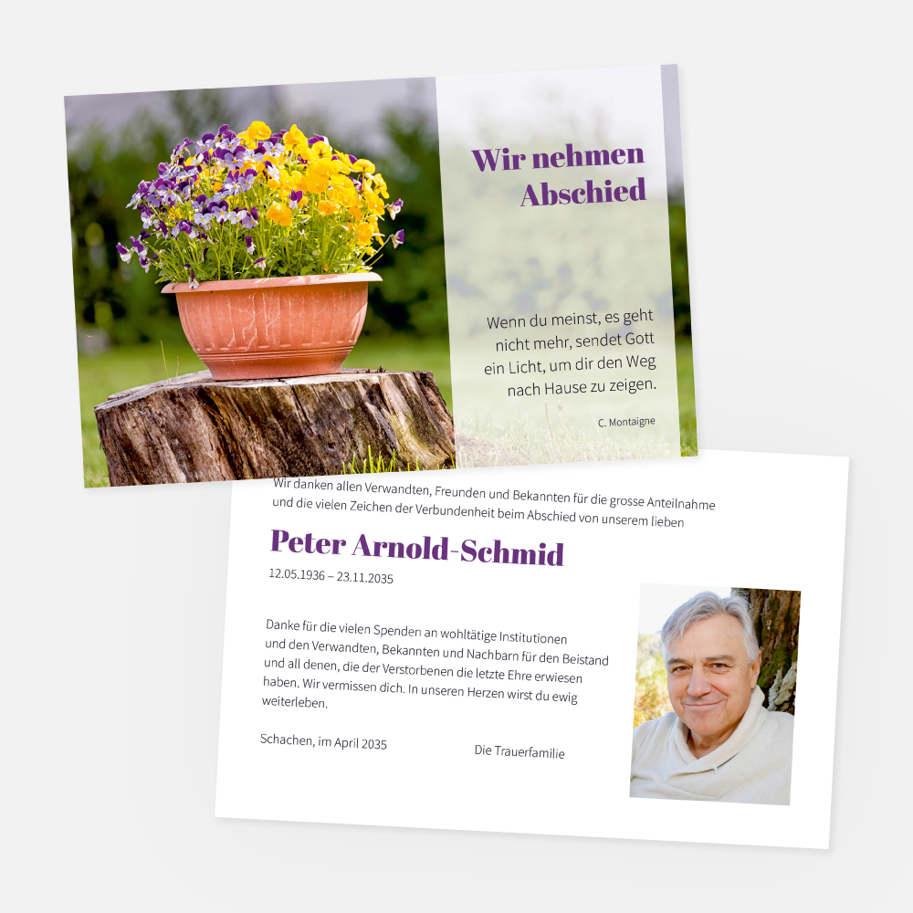trauerkarten-danksagungskarten-stiefmuetterchen-st-88208-020-vorschau2 Danksagungskarten mit Stiefmütterchen. Einladung zur Trauerfeier in der Farbe violett online bestellen.