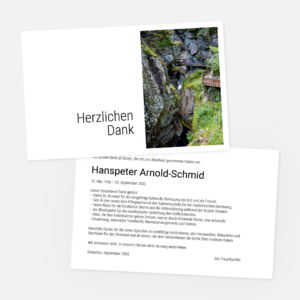 Danksagungskarten mit Gornerschlucht. Einladung zur Trauerfeier online bestellen.