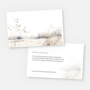 Kondolenzkarte mit Aquarell. Einladung zur Trauerfeier in der Farbe weiss online gestalten.