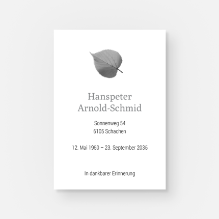 Leidbild mit einem Blatt