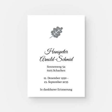 Leidbild mit einerm Blatt