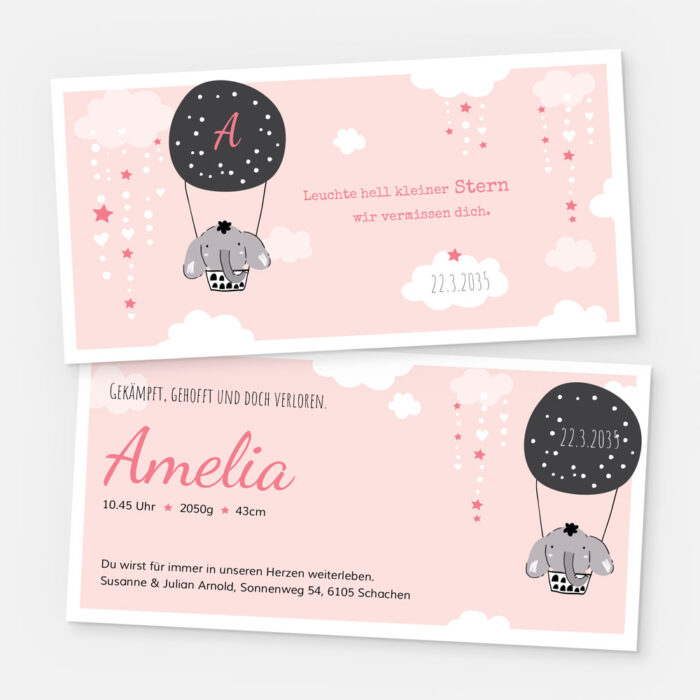 Trauerkarte Kinder Amelia – Bild 1