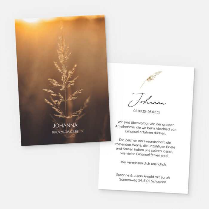 Trauerkarte Kinder Johanna – Bild 1