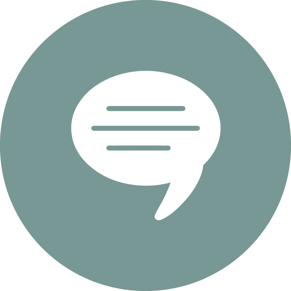 Icon einer Sprechblase auf blauem Hintergrund